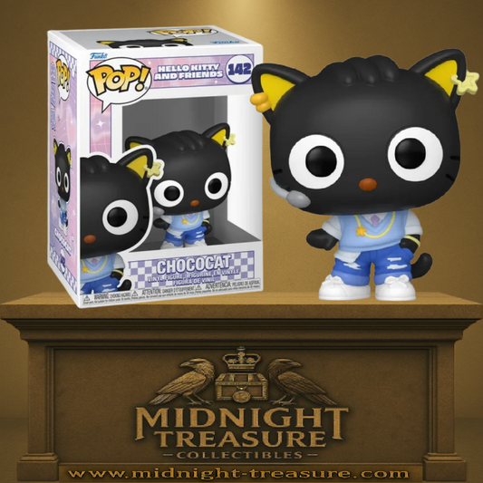 Funko Pop! Sanrio â Chococat (K-Pop Outfit) (N°142). Chococat avec tenue inspirĂ©e K-Pop et micro-casque, collection Hello Kitty and Friends.