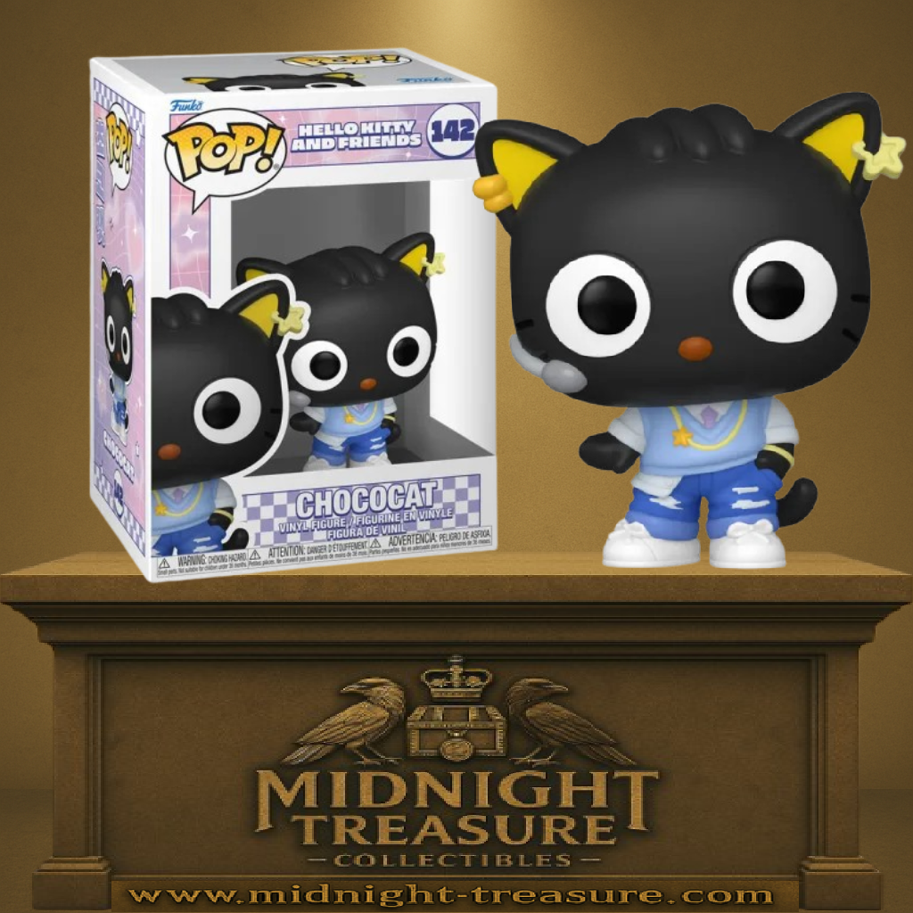 Funko Pop! Sanrio – Chococat (K-Pop Outfit) (N°142). Chococat avec tenue inspirée K-Pop et micro-casque, collection Hello Kitty and Friends.