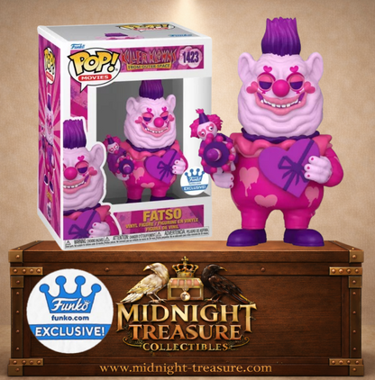 Funko Pop! Movies N°1423 – Fatso with Heart Box Valentine de Killer Klowns from Outer Space, édition Funko Exclusive rose et violette avec boîte en forme de cœur.