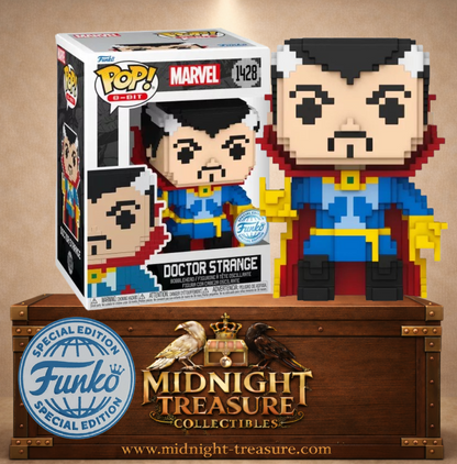 Funko Pop! 8 Bit N°1428 – Doctor Strange Docteur Strange – Marvel. Figurine pixelisée style rétro avec cape.