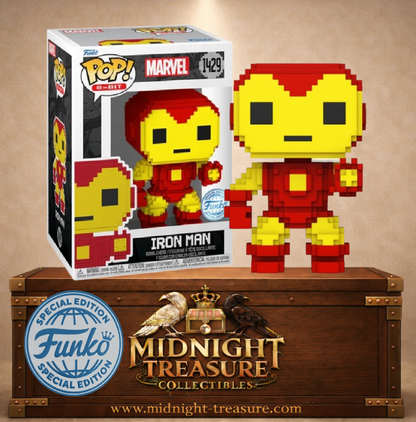 Funko Pop! Marvel N°1429 – Iron Man version 8-Bit pixelisée inspirée des jeux vidéo rétro.