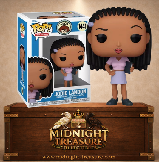 Funko Pop! Television N°1441 – Jodie Landon de Daria, avec cheveux noirs tressés, tenue mauve et livre à la main.