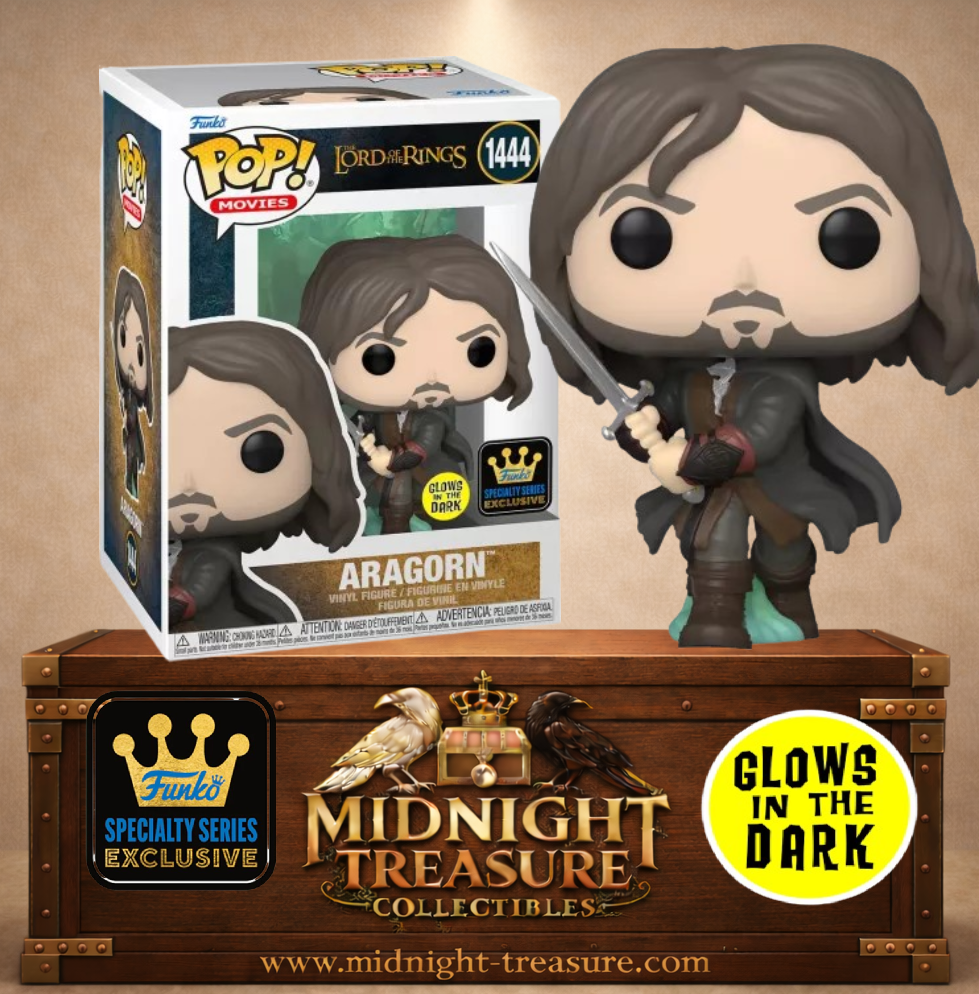 Funko Pop! Movies N°1444 – Aragorn Glow in the Dark brandissant Andúril avec les Guerriers des Morts à ses pieds, Specialty Series Exclusive, inspiré du Seigneur des Anneaux.