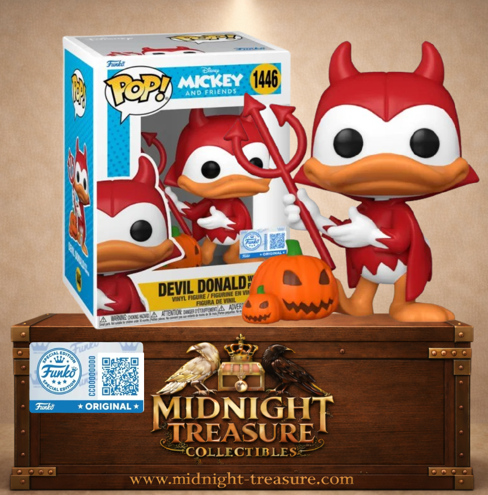 Funko Pop! Disney N°1446 – Donald en diable avec citrouille – Mickey and Friends. Version Halloween avec trident.
