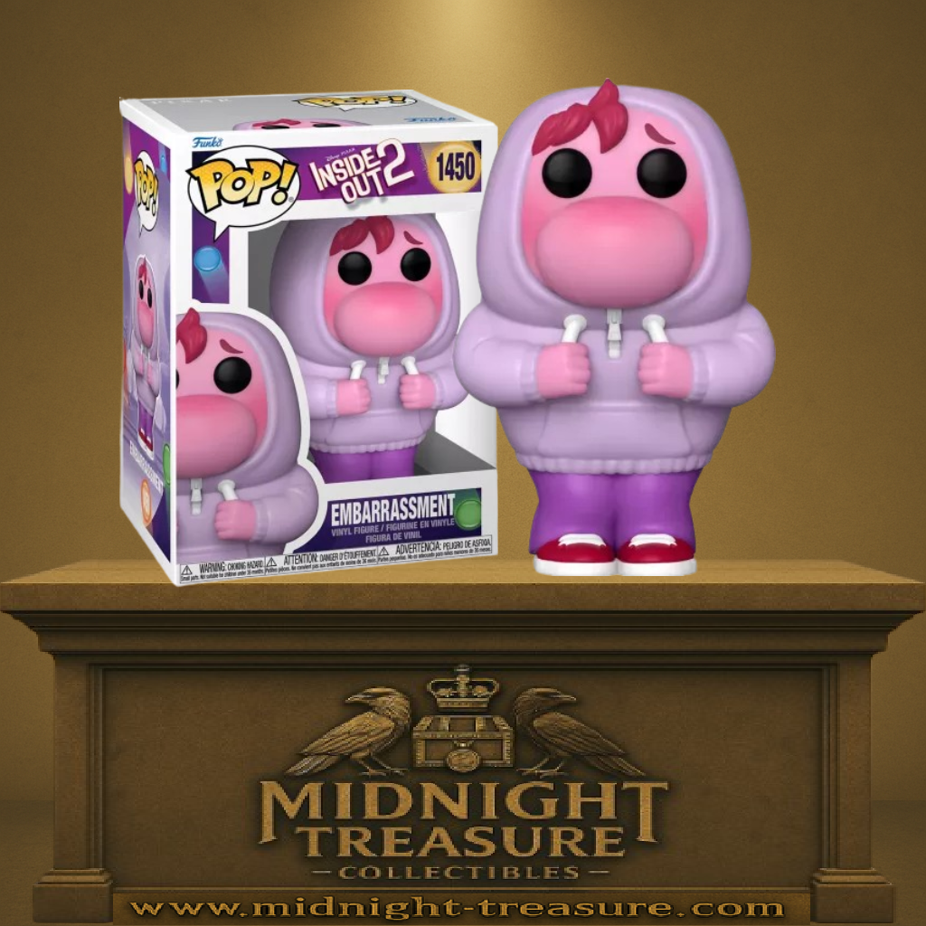 Funko Pop! Inside Out 2 – Embarrassment (Embarras) – N°1450. Figurine fidèle représentant Embarras en sweat violet, expression timide et design pastel.