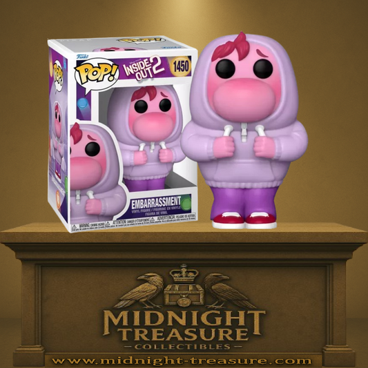 Funko Pop! Inside Out 2 – Embarrassment (Embarras) – N°1450. Figurine fidèle représentant Embarras en sweat violet, expression timide et design pastel.