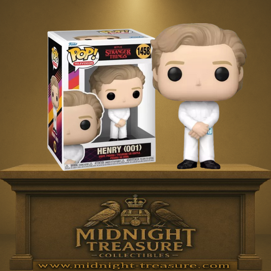 Funko Pop! Stranger Things – Henry (001) N°1458. Figurine en tenue blanche de l’institut Hawkins, représentant Henry Creel avant sa transformation en Vecna.