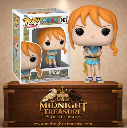 Funko Pop! Animation N°1472 – Onami de One Piece, Nami dans sa tenue de kunoichi bleue de l’arc du Pays des Wa.