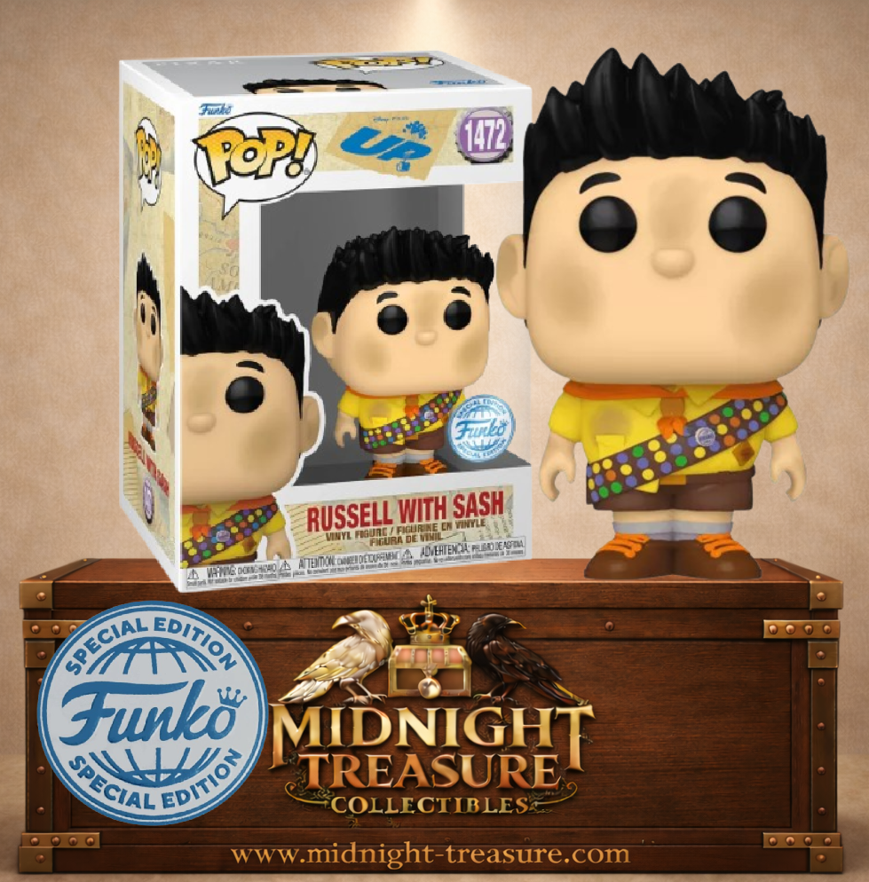 Funko Pop! Disney Pixar N°1472 – Russell with Sash (Russell avec Écharpe de Mérites), inspiré de Up (Là-Haut).