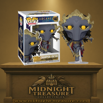 Funko Pop! Arcane – Champion Viktor (N°1487). Viktor en armure Hextech avec yeux lumineux, figurine Funko Pop Television.