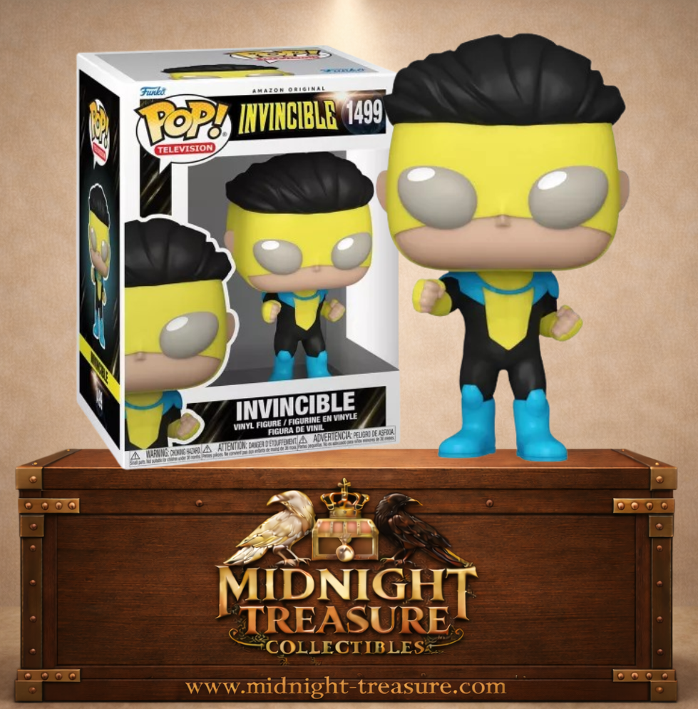 Funko Pop! Invincible N°1499 – héros en costume jaune et bleu avec posture de combat. Une figurine fidèle parfaite pour les fans de la série Invincible.