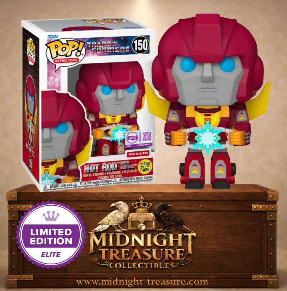 Funko Pop! Retro Toys N°150 – Hot Rod with Matrix (Hot Rod avec la Matrice) Glow in the Dark, édition ELITE limitée à 7 500 exemplaires.