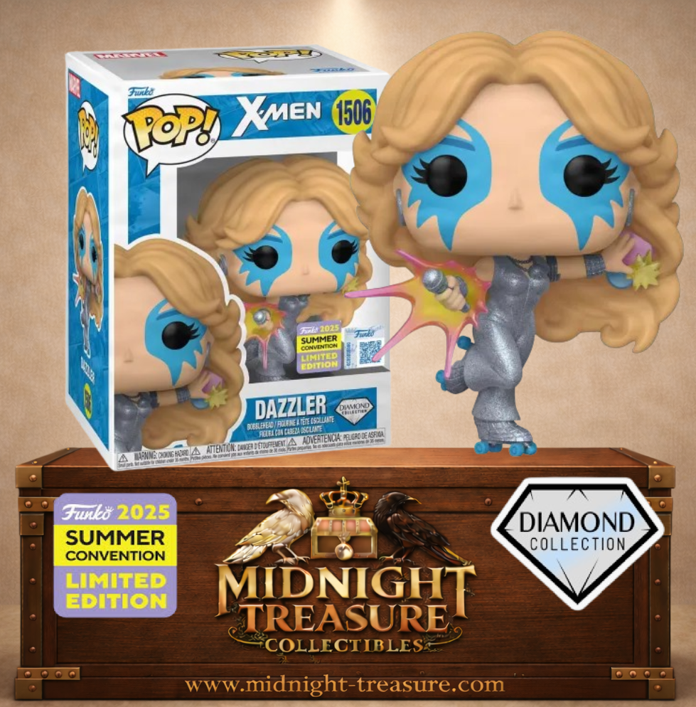 Funko Pop! Marvel N°1506 – Dazzler Diamond Collection – X-Men. Version SDCC 2025 Summer Convention avec effet pailleté et rollers.