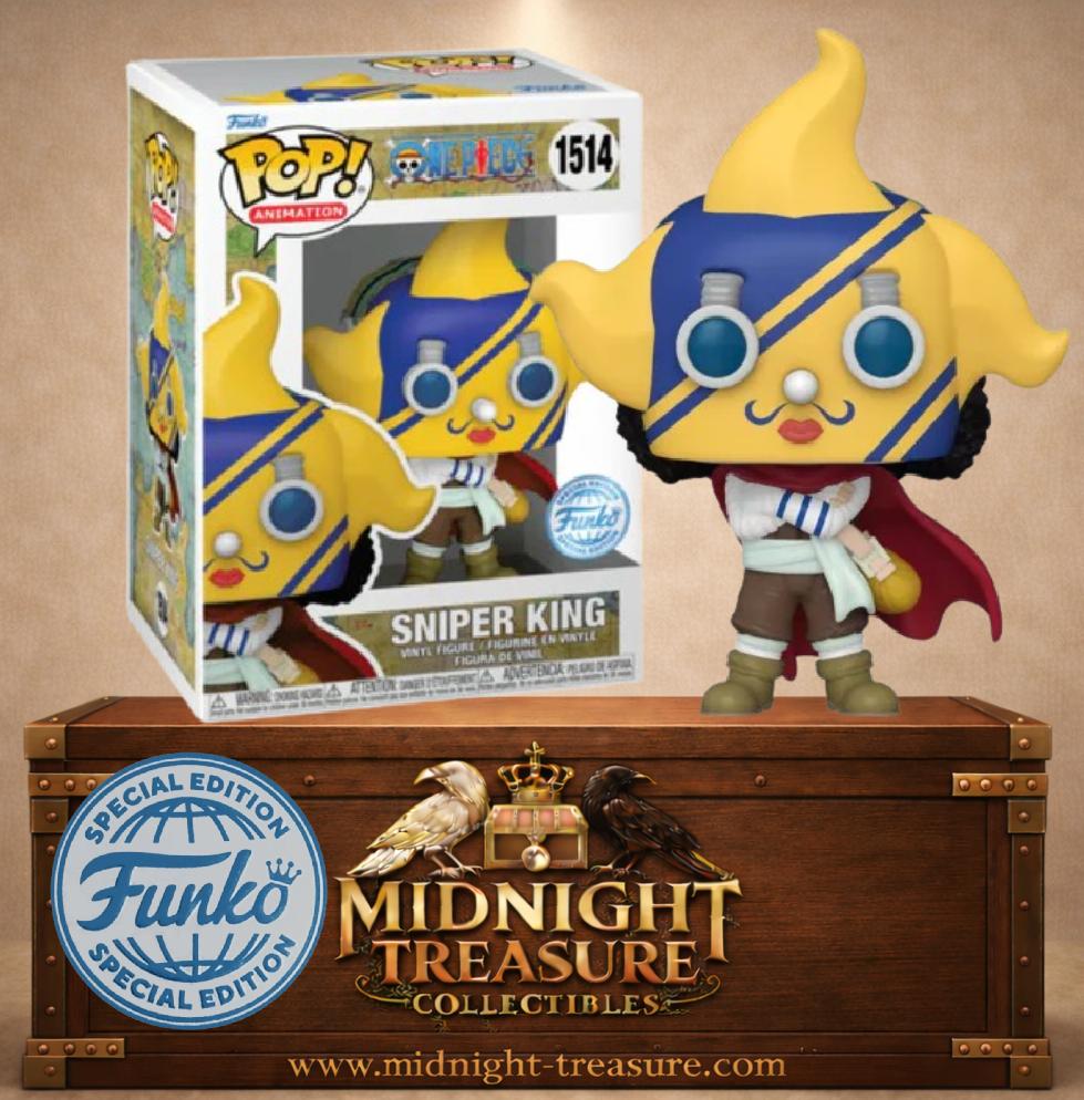 Funko Pop! Animation N°1514 – Sniper King (Sogeking) avec son masque emblématique et son Kabuto, inspiré de One Piece.