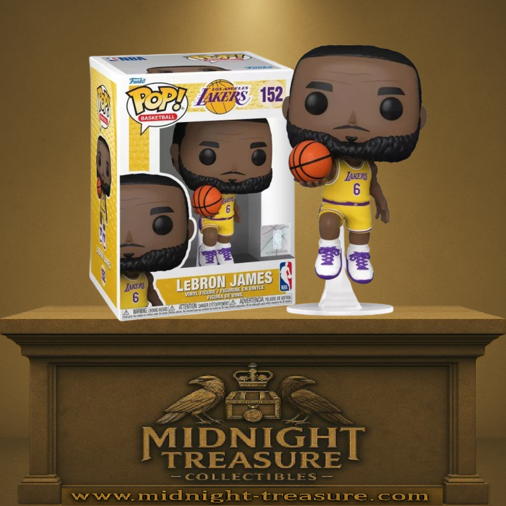 Funko Pop! NBA – LeBron James (N°152). LeBron en tenue Los Angeles Lakers N°6 avec ballon de basket.