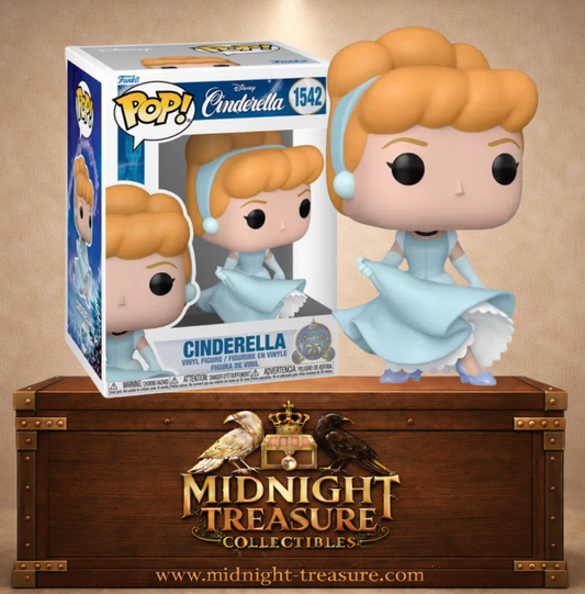 Funko Pop! Disney N°1542 – Cendrillon – Disney. Figurine en robe de bal bleue avec posture élégante.