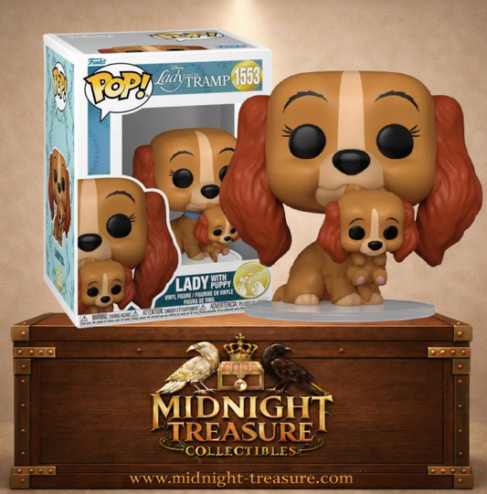 Funko Pop! Disney N°1553 – Lady tenant l’un de ses chiots dans ses bras inspirée de la scène finale du film Lady and the Tramp (La Belle et le Clochard).