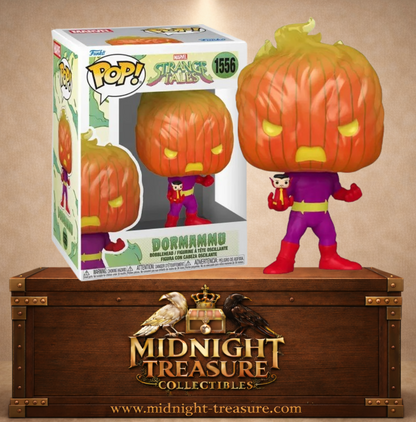 Funko Pop! Marvel N°1556 – Dormammu Strange Tales version citrouille avec Doctor Strange.