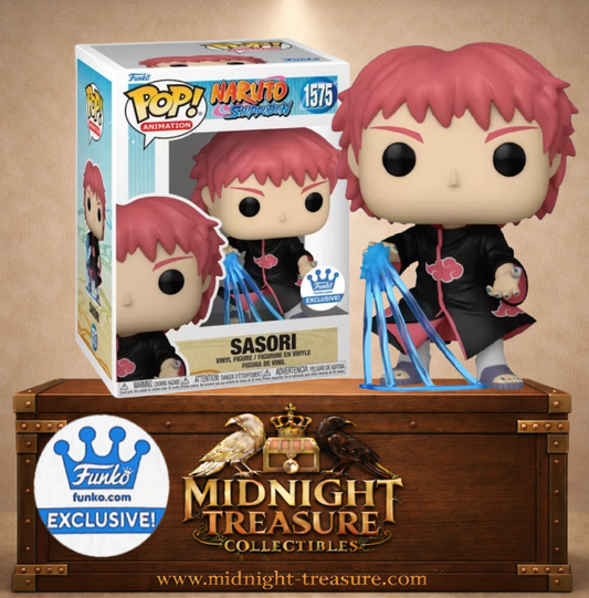 Funko Pop! Naruto Shippuden N°1575 – Sasori avec fils de chakra bleus et cape de l’Akatsuki.