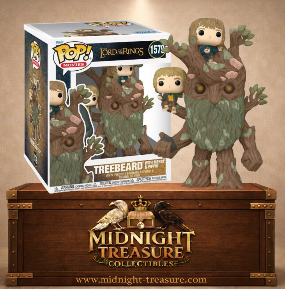 Funko Pop! Movies N°1579 – Treebeard with Merry & Pippin (Sylvebarbe avec Merry et Pippin) du Seigneur des Anneaux, figurine 15 cm inspirée des Deux Tours.