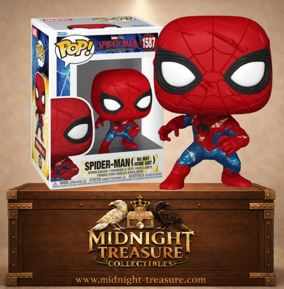 Funko Pop! Marvel N°1587 – Spider-Man portant le costume No Way Home endommagé, inspiré du film Spider-Man: Brand New Day.