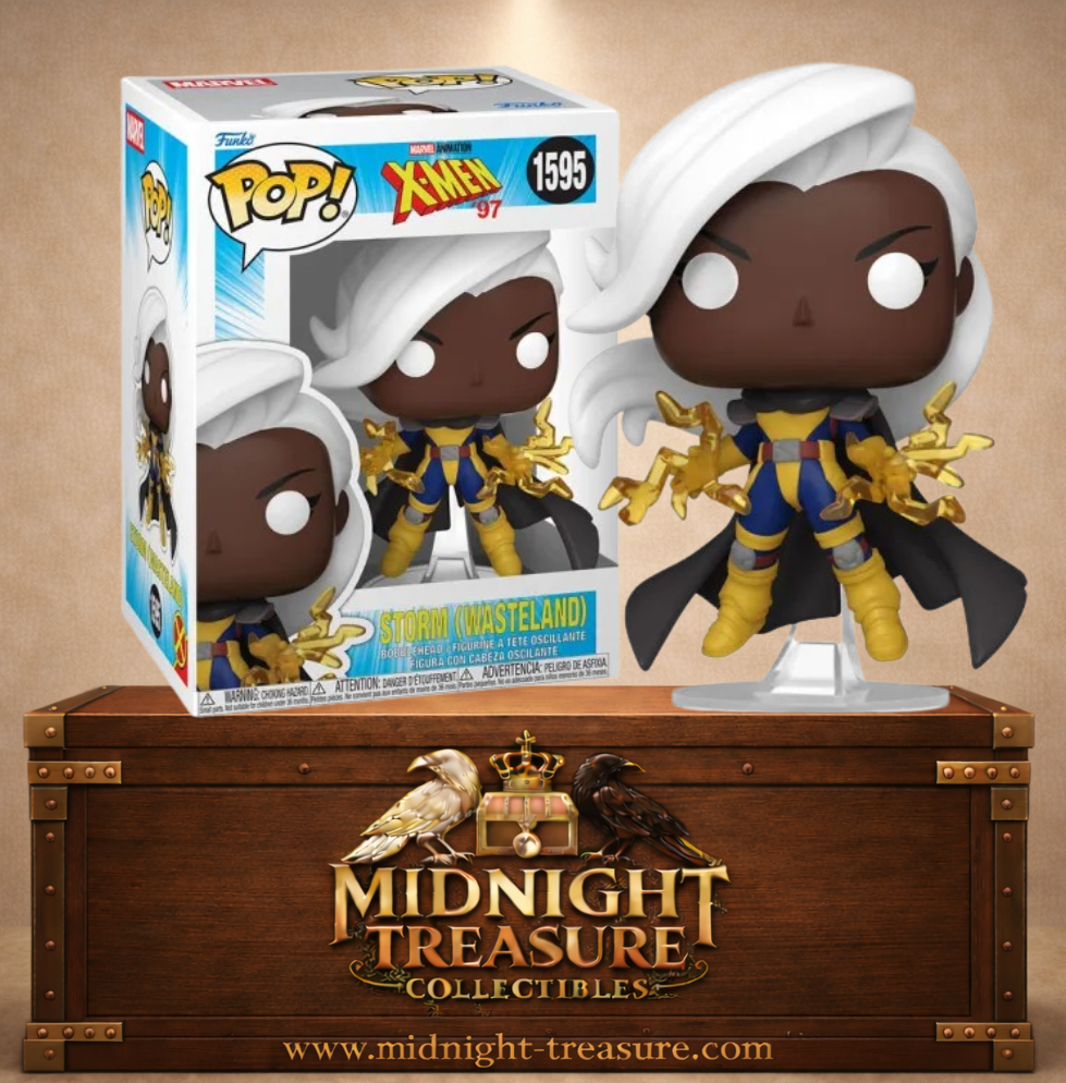 Funko Pop! Marvel X-Men '97 N°1595 – Tornade version Wasteland flottant dans les airs avec des éclairs dorés dans un futur post-apocalyptique.