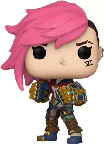 Funko Pop! Arcane – Vi (N°1601). Figurine de Vi avec cheveux roses et gantelets Hextech dorés, inspirée de la série Arcane sur Netflix.