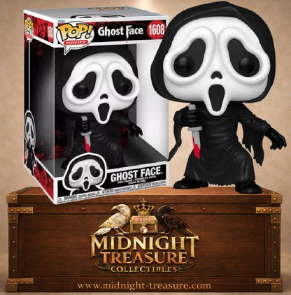 Funko Pop! Movies N°1608 – Ghost Face 25 cm – Scream. Figurine avec masque iconique et couteau ensanglanté.