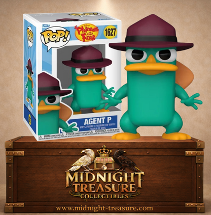 Funko Pop! N°1627 Agent P Perry l’Ornithorynque de Phinéas et Ferb, debout avec son fedora d’agent secret.