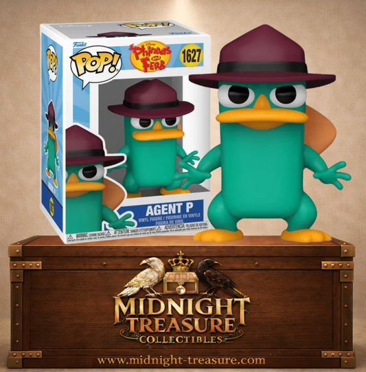 Funko Pop! N°1627 Agent P Perry l’Ornithorynque de Phinéas et Ferb, debout avec son fedora d’agent secret.