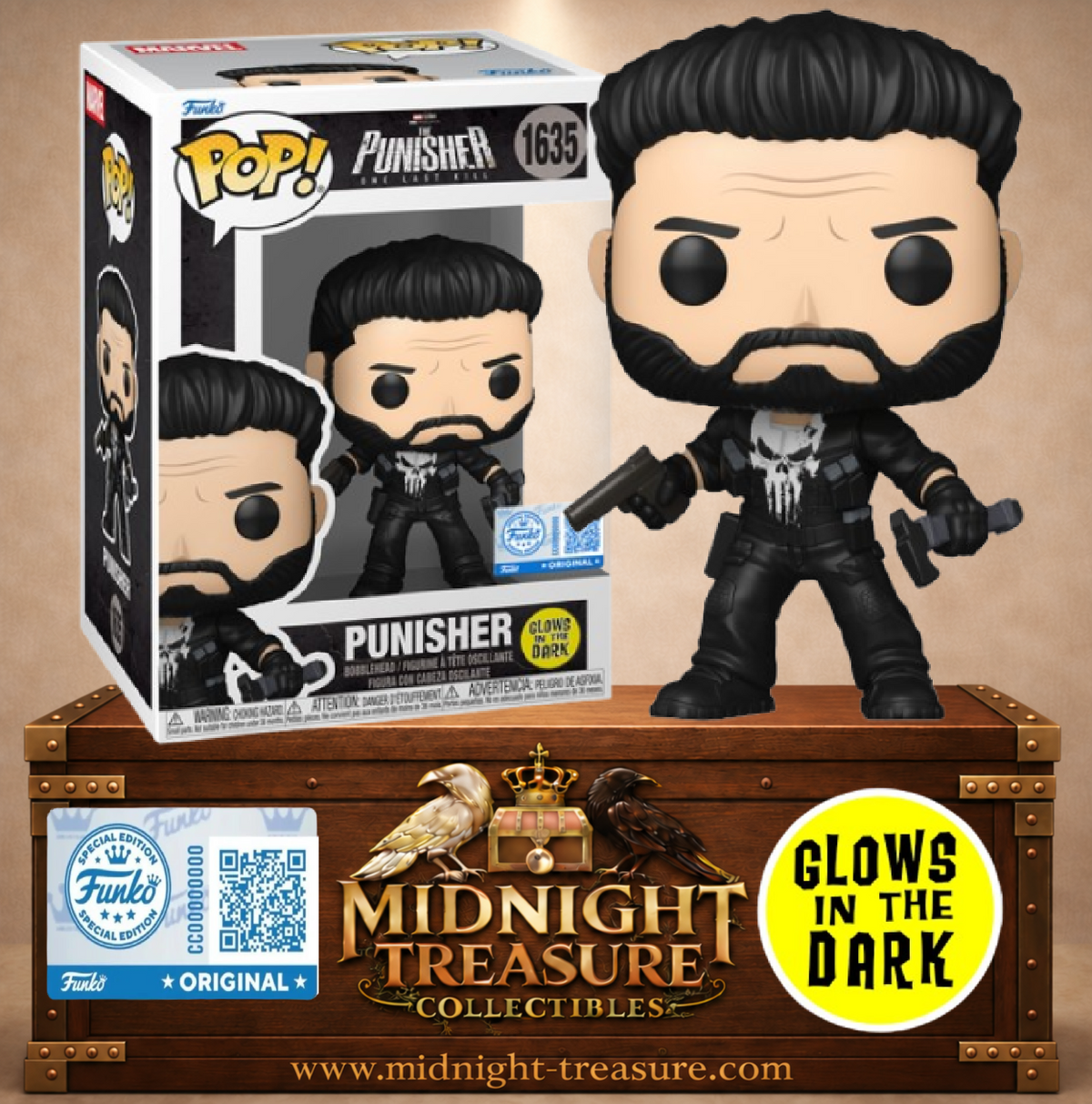 Funko Pop! N°1635 Punisher One Last Kill en tenue tactique avec crâne Glow in the Dark – Marvel