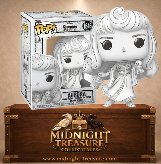Funko Pop! Disney N°1646 – Aurora Sketched – Sleeping Beauty. Figurine Aurora en style croquis monochrome tenant une lanterne.