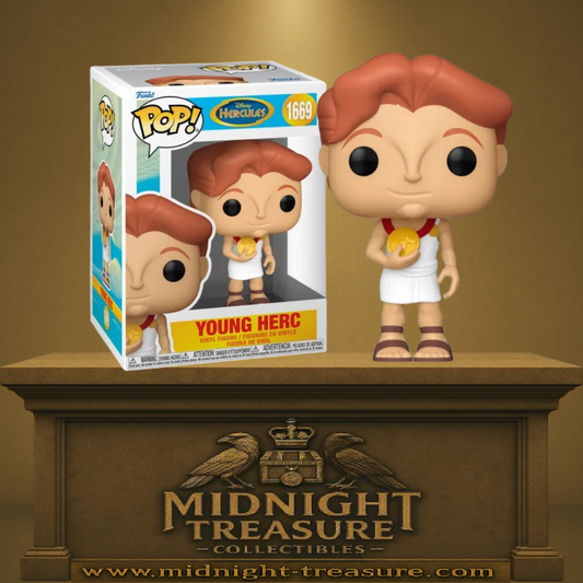 Funko Pop! Disney – Young Herc (Jeune Hercule) (N°1669). Jeune Hercule tenant son médaillon doré, version enfant du film Hercules (Hercule).