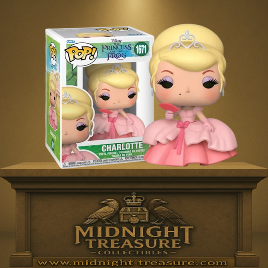 Funko Pop! The Princess and the Frog (La Princesse et la Grenouille) – Charlotte (N°1671). Charlotte La Bouff en robe de bal rose avec tiare et éventail, figurine élégante et fidèle au film Disney.