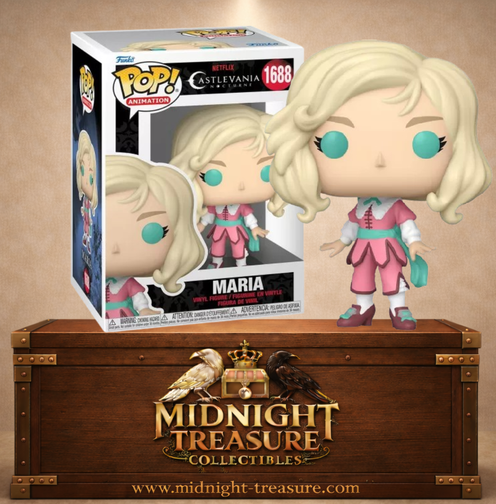 Funko Pop! Castlevania Nocturne N°1688 – Maria Renard – tenue rose élégante et posture déterminée. Une figurine fidèle parfaite pour les fans de Castlevania.