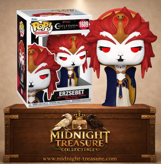 Funko Pop! Animation N°1689 – Erzsebet Báthory de Castlevania Nocturne, Messie des Vampires aux cheveux rouges avec tenue blanche, bleue et dorée inspirée de Sekhmet.