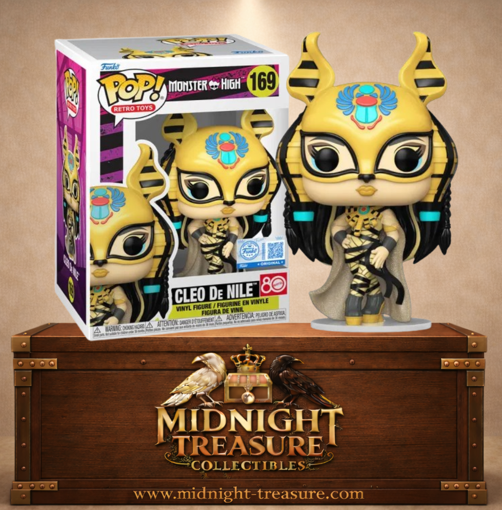Funko Pop! Retro Toys N°169 – Cleo De Nile – Monster High. Figurine momie avec tenue égyptienne dorée et coiffe royale.