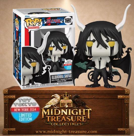 Funko Pop! N°1691 Ulquiorra Shifar Bleach en Resurrección Segunda Etapa (Résurrection Deuxième étape), Toy Tokyo Exclusive NYCC 2024 avec ailes noires et cornes.