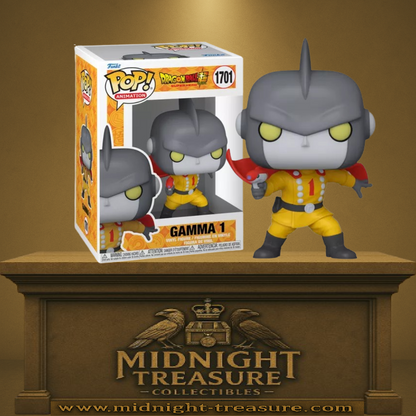 Funko Pop! Dragon Ball Super – Gamma 1 (N°1701). Androïde en tenue de super-héros jaune avec cape rouge, issu du film Super Hero.