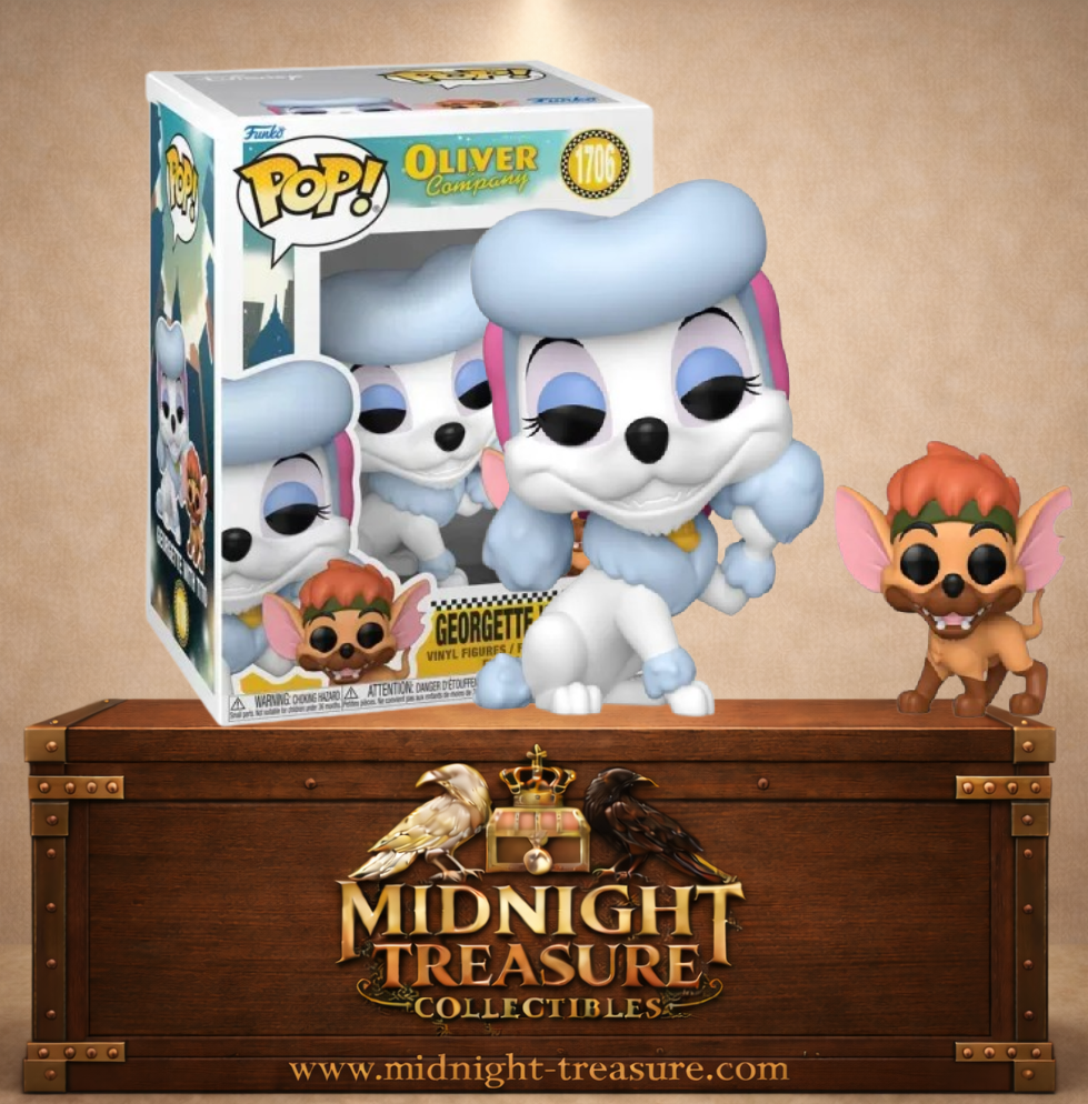 Funko Pop! Disney N°1706 – Georgette avec Tito – Oliver et Compagnie. Duo de chiens avec contraste élégant et malicieux.