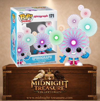Funko Pop! Retro Toys N°171 – Spirograph avec motifs géométriques colorés et roue dentée inspirée du célèbre jouet créatif rétro.