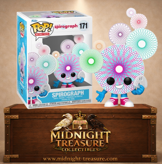 Funko Pop! Retro Toys N°171 – Spirograph avec motifs géométriques colorés et roue dentée inspirée du célèbre jouet créatif rétro.