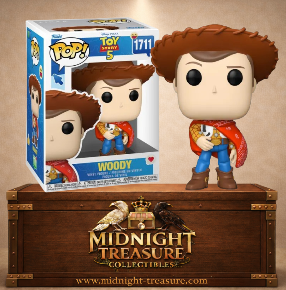 Funko Pop! Disney N°1711 – Woody avec son chapeau de cow-boy, son foulard rouge et son étoile de shérif inspiré de Toy Story 5.