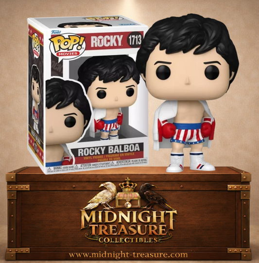 Funko Pop! Movies N°1713 – Rocky Balboa – Rocky. Figurine en tenue de boxe avec short USA et gants rouges.