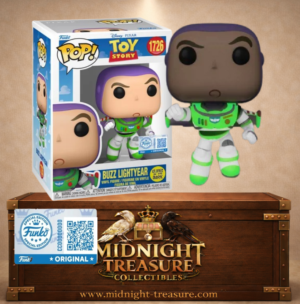 Funko Pop! Disney Toy Story N°1726 – Buzz l'Éclair en plein vol avec effet Glow in the Dark illuminant sa combinaison de Ranger de l'Espace.