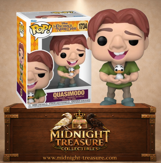 Funko Pop! Disney N°1734 – Quasimodo tenant un petit oiseau dans ses mains inspiré du film The Hunchback of Notre Dame (Le Bossu de Notre-Dame).