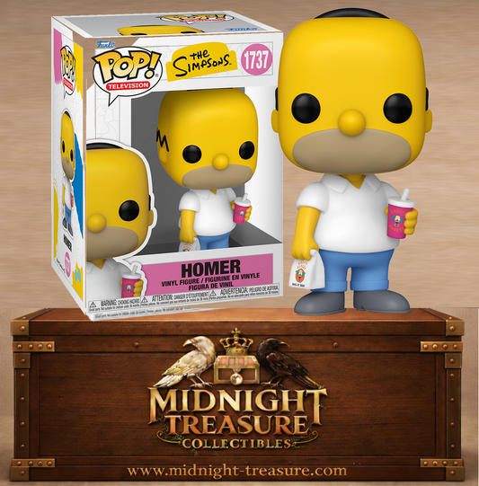 Funko Pop! Television N°1737 Homer Simpson avec boisson et sac à emporter Krusty Burger.