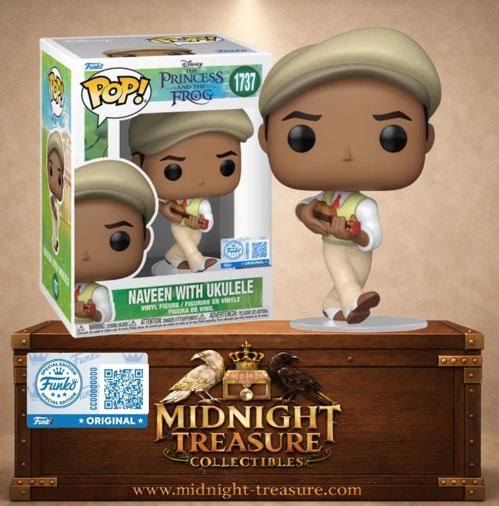 Funko Pop! Disney N°1737 – Naveen with Ukulele Funko Exclusive tenant son ukulélé dans sa tenue décontractée inspirée de The Princess and the Frog (La Princesse et la Grenouille).
