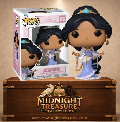 Funko Pop! Disney Princess N°1738 – Jasmine Grand Entrance portant une robe royale lavande et blanche créée pour la collection Disney Ultimate Princess.