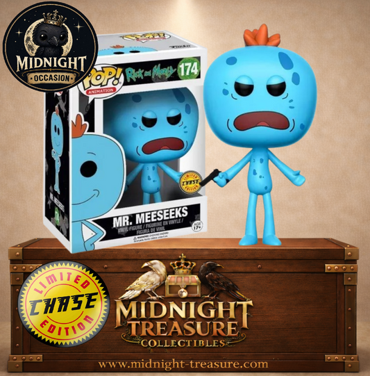 🔵🔫 Funko Pop! Animation N°174 – Mr. Meeseeks with Gun (Chase Edition) – Rick and Morty 🔫🔵   ( occasion )